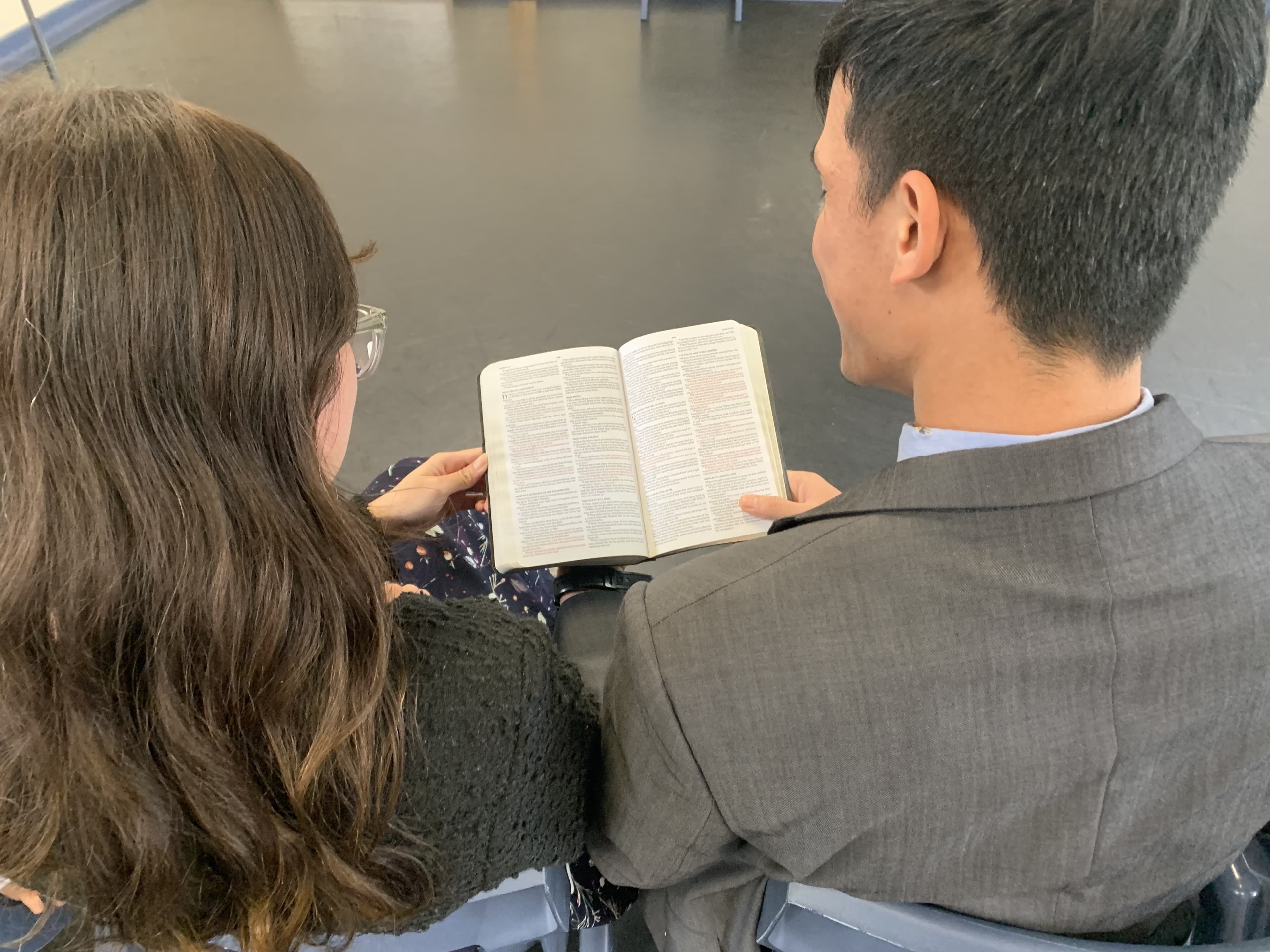 Couple attending church service